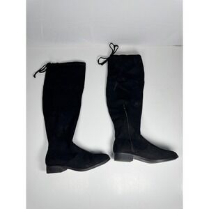 Time and Tru WWTT44AM006 Womens US 8W Boot Black Suede Over The Knee Side Zipper